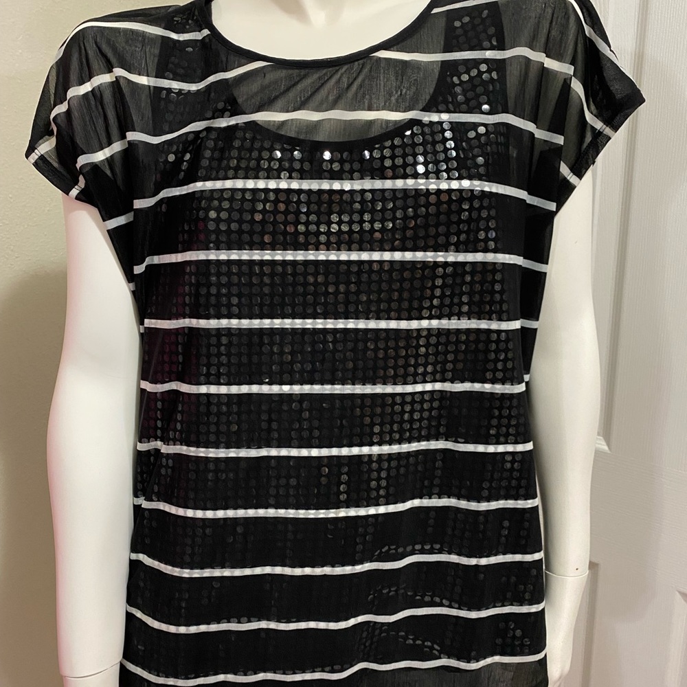 Lane Bryant sequin like top with sheer cover XL